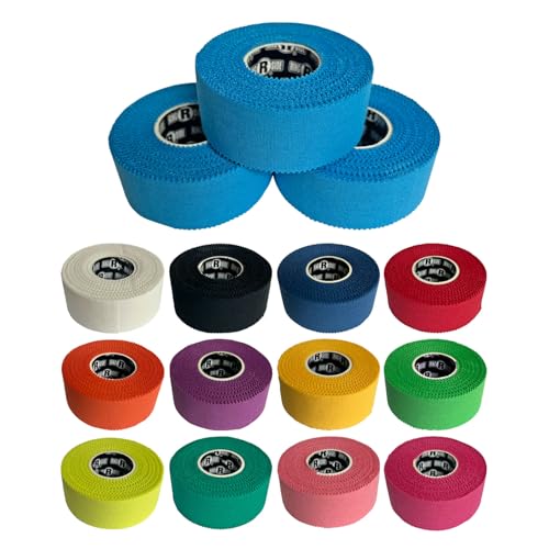 Image of Ringside 1 inch Athletic Trainers Tape, Cotton Kinesiology Tape for Combat Sports, Adhesive, 30 Foot Rolls, Light Blue, 3 Pack