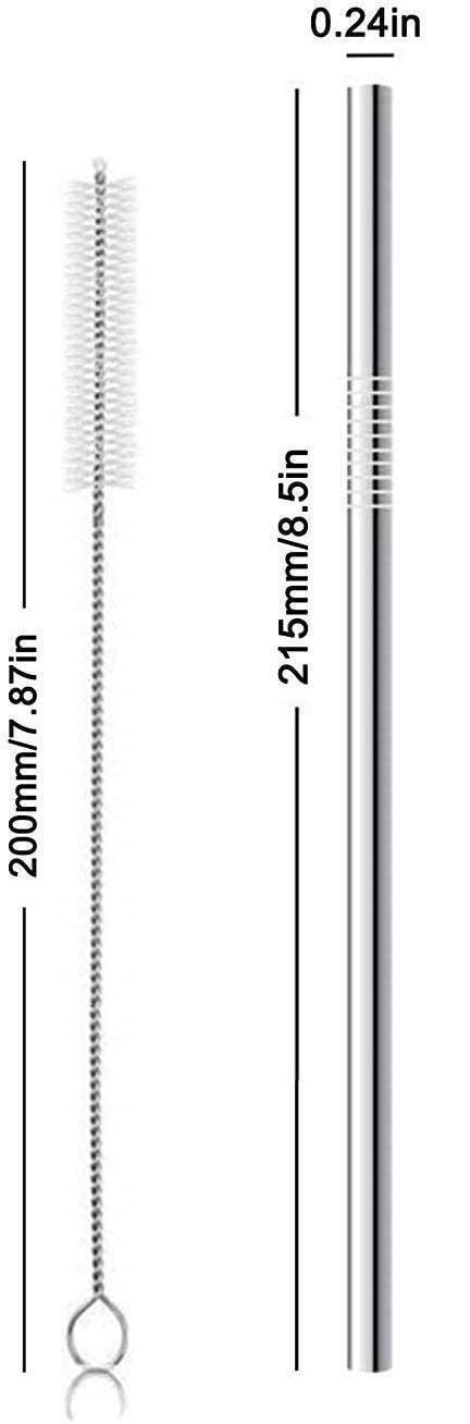 SAVE Stainless Steel Metal Straws | Reusable Drinking Straws + Cleaning Brush (Straight Straws) - Image 2 thumbnail