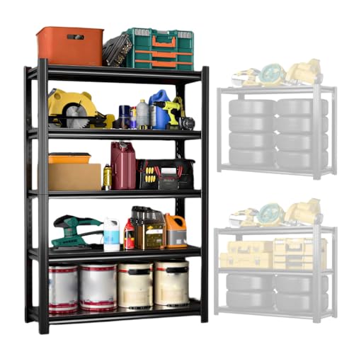 Estante de almacenamiento ajustable de acero resistente de 5 niveles con ruedas extraíbles, estantería versátil para el hogar, cocina y almacén industrial, 90 x 40 x 183 cm