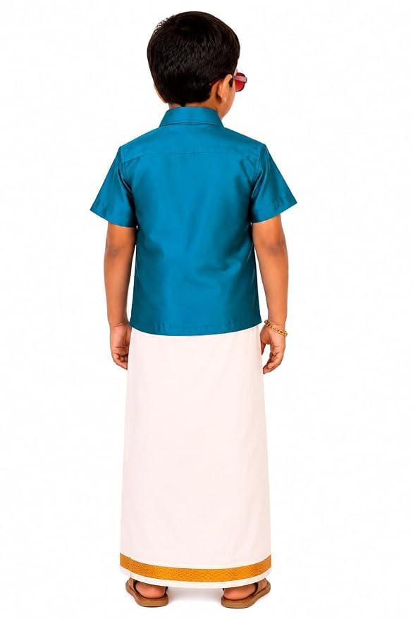 Image of AMIRTHA FASHION Boys Traditional Dhoti & Shirts SET WITH ACCESSORIES (Black)