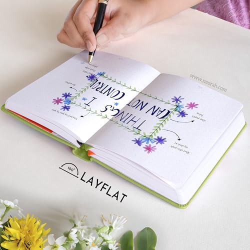 Image of NEORAH -A6 RULED | 368 Pages - 110 Gsm | PAGE A DAY JOURNAL (14.8 X 10.5 cm)-Hardcover RULED Notebook |Back Pocket |3 Silk Book Mark - Completely HANDMADE for Journaling,writing - LIGHT GREEN