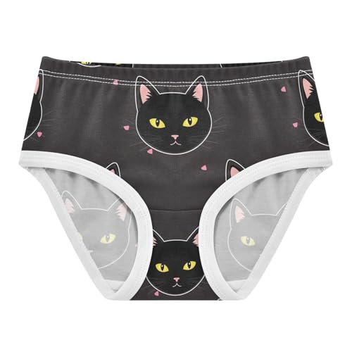 Toddler Girl Briefs, Black Cat Yellow Eyes Cotton Underwear Girls, 2T–8 Years