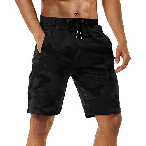 Image of Boyzn Men's 2 Pack Athletic Shorts Comfortable Cotton Workout Shorts Elastic Waist Running Shorts with Zipper Pockets
