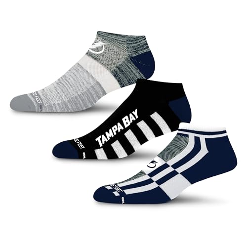 For Bare Feet NHL TAMPA BAY LIGHTNING Stripe Stack 3 Pack Ankle Sock Team Colors Large