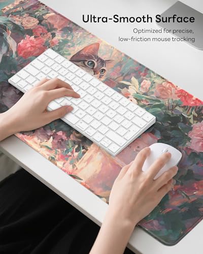 50% Off Pink Cat Large Mouse Pad with Stitched Edges & Non-Slip Base - Image 3