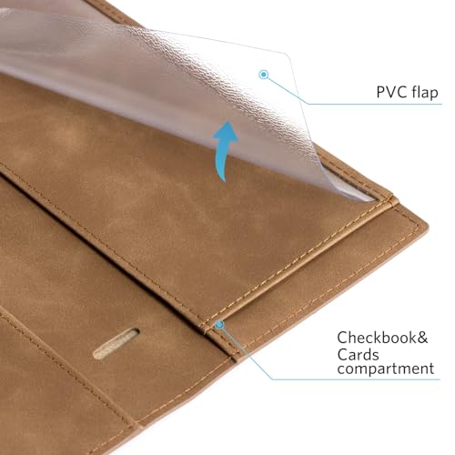 Image of CoBak Checkbook Cover for Women & Men - PU Leather Case with RFID Blocking | Classic Design Check Book Holder for Personal and Business