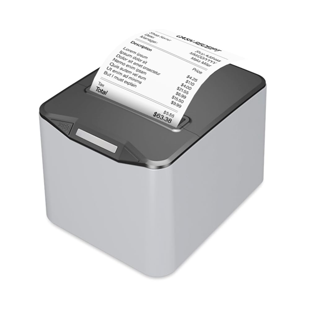 Bisofice Impresora Térmica de Recibos 80mm Impresora Tickets, Impresora de Recibos con Función de Corte Automático, 220 mm/s, USB+LAN, ESC/POS, Compatible con Win/Linux/Mac