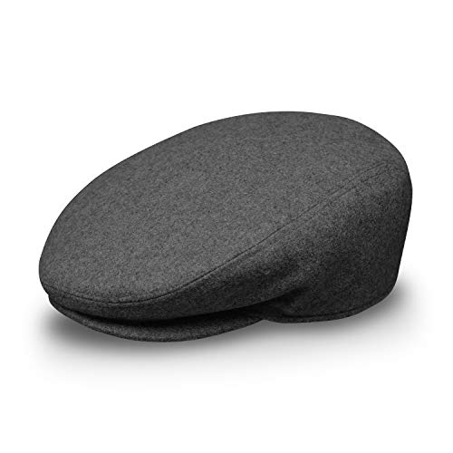 fiebig Flatcap para Hombre y Mujer | Gorra de Lana con Forro Acolchado para otoño e Invierno | Boina Deportiva Plana Made in Italy | En Muchos Colores y tamaños (58-L, Gris-Oscuro) Cover