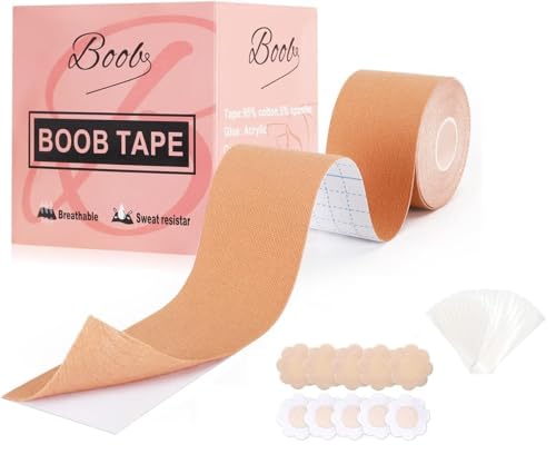Image of RECLUSE Boob Tape with 10pcs Nipple Cover & 36pcs Fashion Tape Double Sided Body Tape Adhesive Strapless Bra & Heavy Breast Support - Boobs Tape for Women Clothes - Waterproof Tape
