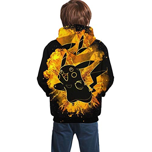 AnJaco Pokem Pikachu Graphic Hoodie Hooded For Teen Boys Girls Black