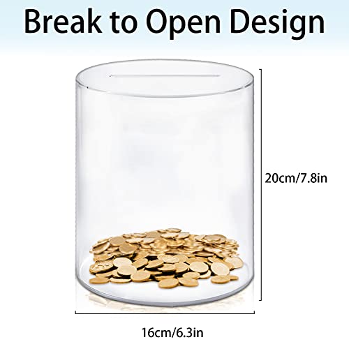 Acrylic Piggy Bank - Break to Open, Smash Money Box for Adults and Kids, Transparent, 8"× 6.3" - Image 2