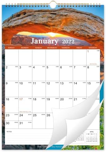 Calendar 2022 - Wall Calendar 2022, Jan 2022 - Dec 2022, 12" x 17", 2022 Monthly Calendar with Julian Dates, Strong Binding, Thick Paper, Perfect Calendar for Organizing & Planning - National Parks