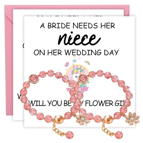 Carte flower girl pour nièce : cadeau mariage rose chic en lot de 2
