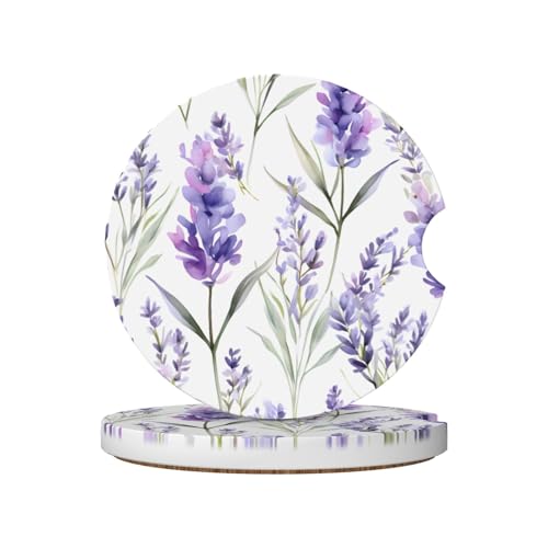 Posavasos para Auto de Cerámica, Floral Morado, 2 Pzas miniatura 1
