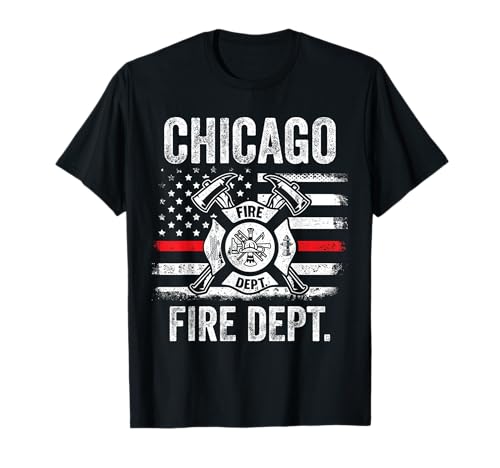 Chicago Illinois Pompiers Thin Red Line Pompier T-Shirt