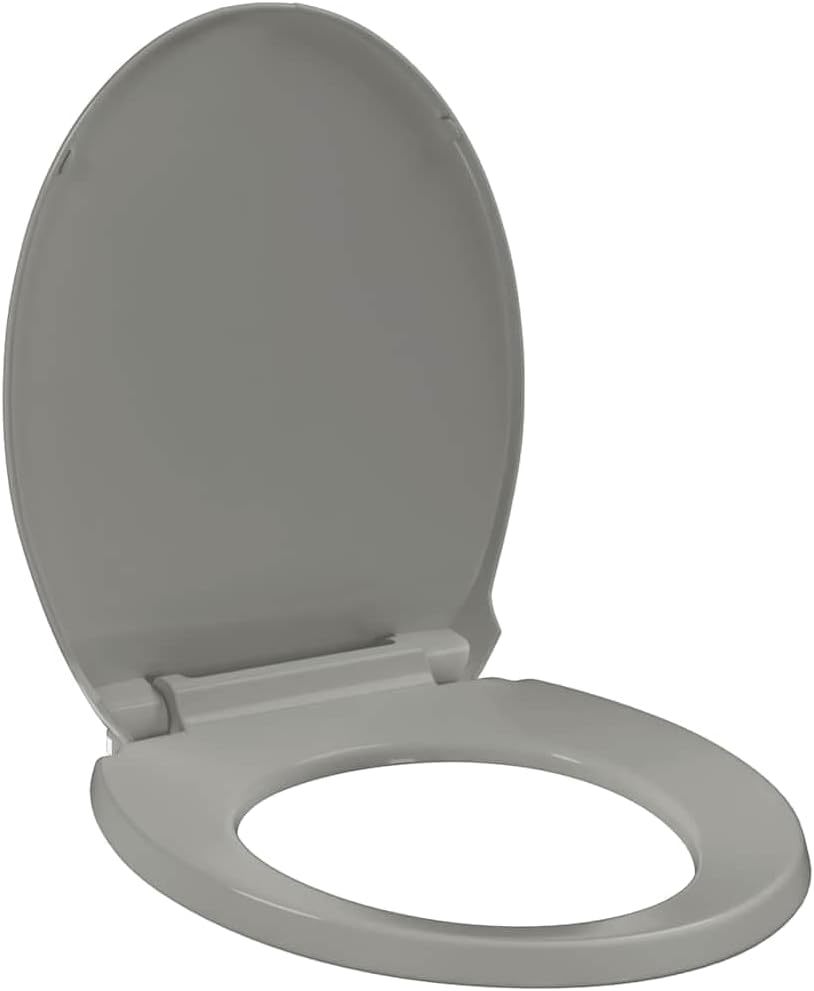 vidaXL Premium Soft-Close Quick-Release Toilet Seat - Sturdy Polypropylene Material - Gray Oval - Suitable for Standard Toilet Bowls - Easy to Clean - Includes Top Mount Hinges