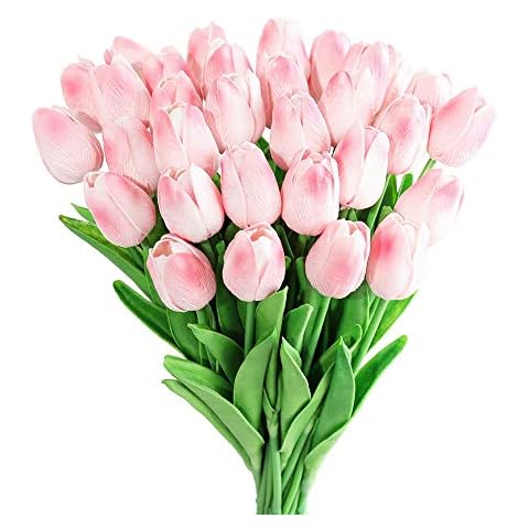 Kisflower 30Pcs Real Touch Tulips Cover