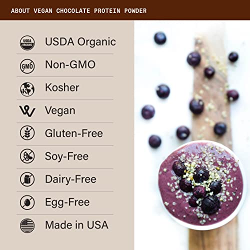 Sun Bay Organics Chocolate Vegan Protein Powder - 1.46 Lb Of Plant Based Organic 21G Protein Blend Shake Mix - Soy, Dairy, And Gluten Free #TOP3
