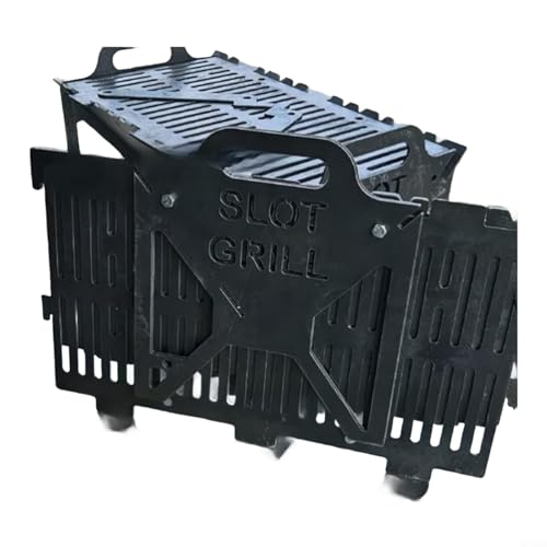 Bulevisiter Parrilla plegable para barbacoa, parrilla plegable para fácil almacenamiento, parrilla de acero para carbón, equipo portátil de cocina al aire libre para acampar