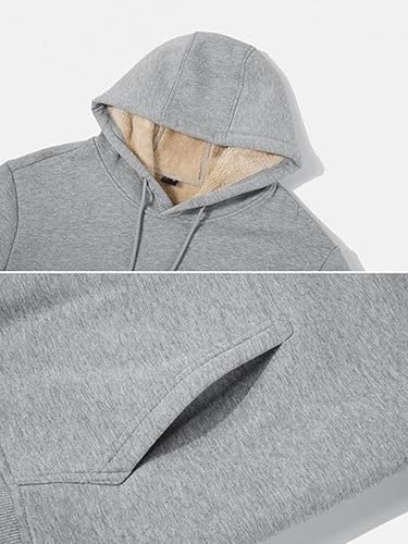 STICKON Men's Fleece Hoodies Warm Pullover Drawstring Hooded Sweatshirts Simple Casual Basics Thick Hoodie3