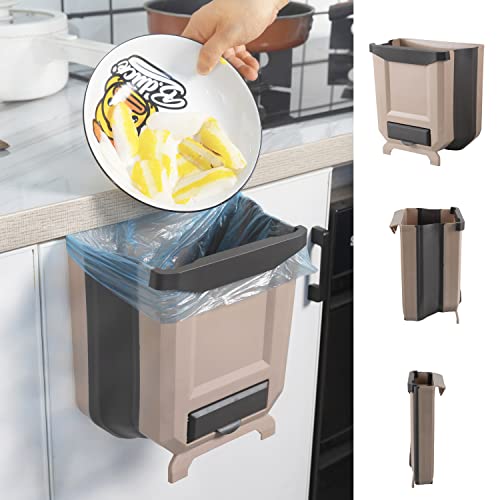 Hanging Kitchen Trash Can, Foldable Waste Bin for Kitchen, Collap...
