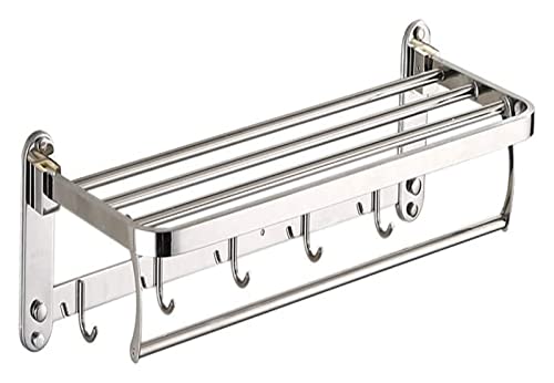 Porte-serviettes pliable de 50 cm en acier chromé avec crochets pour rangement de salle de bain