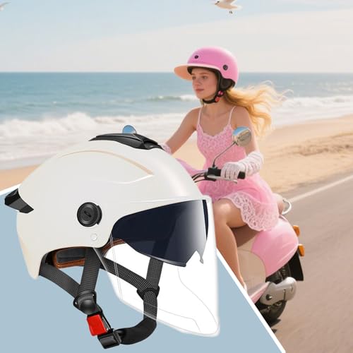Casco de moto doble visor contra el viento para conducción cómoda en scooter 5