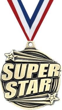 Crown Awards Super Star Medals - 2" and 10 per Pack-Great for Recognition, Placement, Teamwork, Scholastic, Encouragment