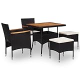 Confort d'assise confortable pour 4 personnes : 2 fauteuils rembourrés (hauteur d'assise 42 cm, 52 x 57 x 84 cm) et 2 tabourets pratiques (41,5 x 41,5 x 42,5 cm) offrent une atmosphère de salon même sur les plus petits balcons grâce aux coussins amovibles et lavables. Les coussins épais protègent le dos et les jambes lors des longues soirées d'été et peuvent être nettoyés rapidement grâce à la fermeture éclair.