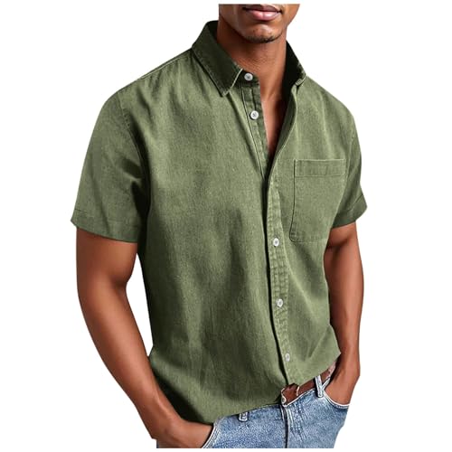 Mens Shirts Long/Short Sleeve Big and Tall Button Down Solid Shirt Casual Fashion Collared Golf T with Chest Pocket 2025