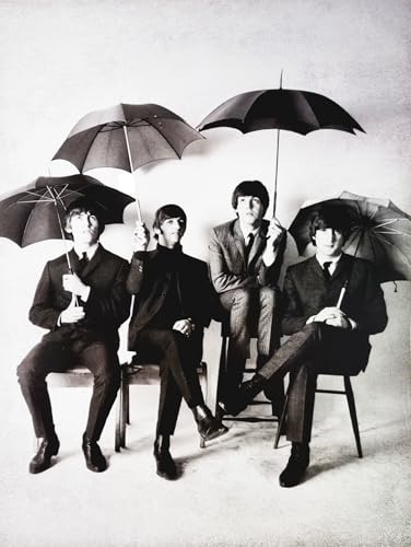 KUSTOM ART Póster decorativo de pared Serie Cantantes Celebri Beatles Paraguas Impresión artística sobre cartón 40 x 30 cm sin marco