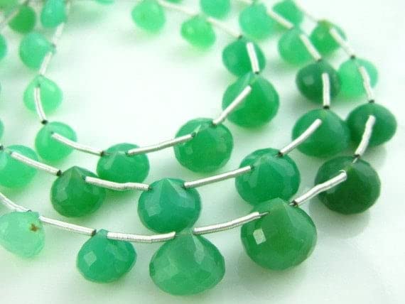 Chrysoprase véritable AAA fil de pierres facettées sans défaut pour création de bijoux