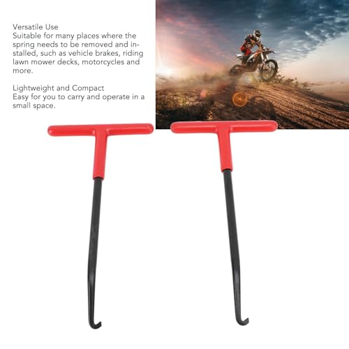 Image of Buachois 2 Pieces Exhaust Spring Puller Tool, Motorcycle T Handle Pipe Spring Puller Installer Hooks Removal Tool with Rubber Coating for Motorcycle Vehicle Springs Removal, Installation, Adjustment