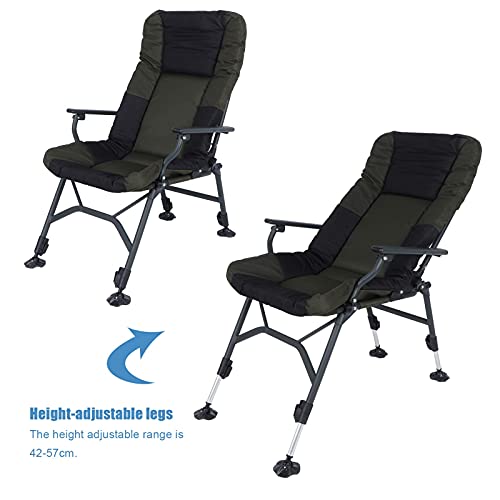 Carp Chair Height Adjustable Model Fishing Chair Armrest Foldable Comfortable Folding Chair Extra Height Adjustable Camping Chair with Sponge Cushion for Fishing Carp Fishing 360 kg - Image 8