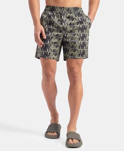 Image of Jockey NY07 Men's Super Combed Cotton Satin Weave Printed Boxer Shorts with Side Pocket