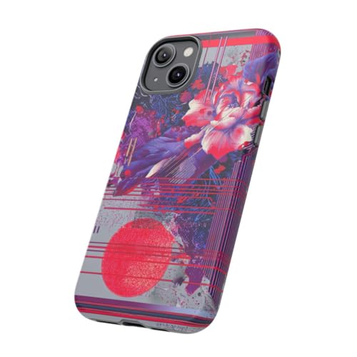 Coque iPhone 14 Plus Violet géométrie florale abstraite rigide - 2