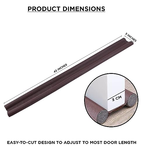 Image of Pivalo Door Bottom Sealing Strip Guard for Home 42 Inches Door Closers Adjustable Door Draft Air Stoppers Dust and Insects Repellent (Pack of 3, Brown, Max Door Width - 3 cm)