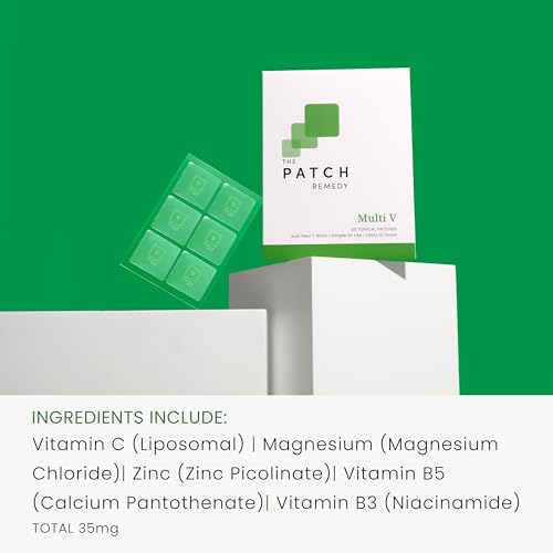 Image of The Patch Remedy Multi V Patches - Vitamin Plus Blend with D3, K2, Magnesium Chloride, Zinc, Liposomal C, Potassium, Iodide, Biotin Plus More
