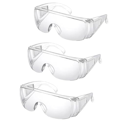 AWAVM 3 occhiali protettivi antigraffio per adulti, protezione UV, occhiali di sicurezza per edilizia, prodotti chimici, laboratorio