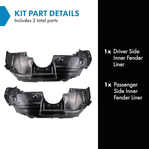 Image of TRQ Inner Fender Liner Set Compatible with 2009-2012 Toyota Venza TO1248157 TO1249157