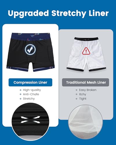 Image of maamgic 5inch Mens Swim Trunks with Compression Liner 2-in-1 Swimming Shorts Stretch Quick Dry with Zipper Pockets