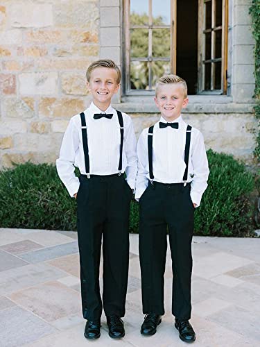 Guchol Kids Black Suspenders Bow Tie For Boys And Girls Adjustable Elastic Classic Accessory Sets Age 1 To 13 Year (Black, 33 Inch (6-13 Year) #TOP6