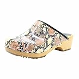 Bjork Maja Wood Open Back Leather Clogs (EU-38, Python)