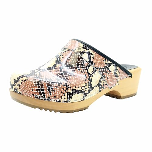 Image of Bjork Maja Wood Open Back Leather Clogs