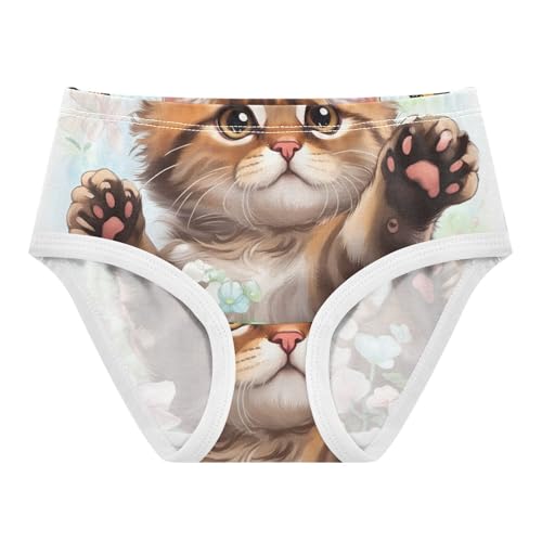 Cute Kitten Cat Floral Panties Little Girl Toddler Underwear Floral Cotton Personalized Undies Kids Briefs 2t