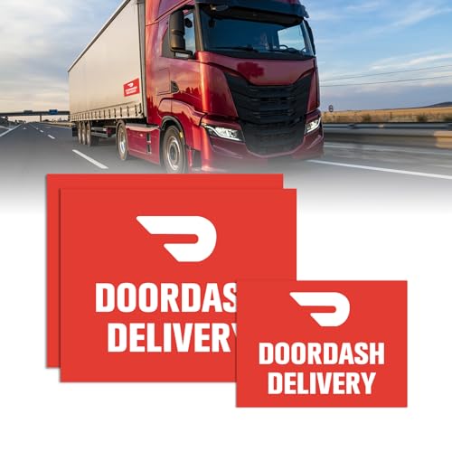 Image of 3 Pack Magnets - Car Vehicle Delivery Signs (2 Large 8 x 10 inch, 1 Small 5 x 7 inch) - Magnetic Driver Signs For DoorDash (Red) Easily Identify Your Driver!