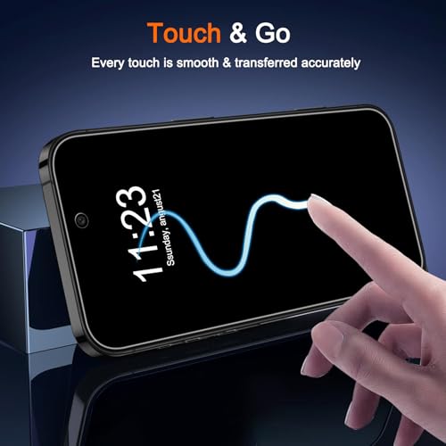 Image of Milomdoi 3 Pack Privacy Screen Protector for iPhone 17 [Phone Case Friendly] Accessories Private Film, 3 Pacs Tempered Glass Camera Lens Protector, with Mounting Frame for Apple Anti Spy,Black