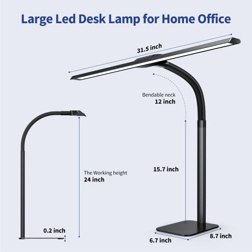 Kary Led Desk Lamp, 24W Architect Desk Lamps With Base 31.5" Wide Home Office Lights 1800Lm Extra Bright Table Lighting With Adjustable Lights, 5 Color Modes, Studio Work Lamp For Task, Drafting #TOP7