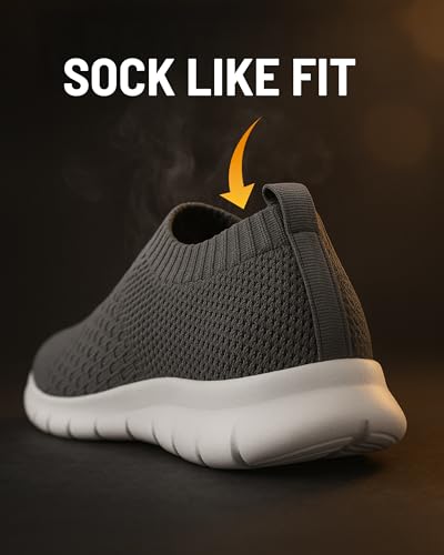 Image of Kraasa Tread Walking Shoes for Men | Knitted Slip-On Sneakers