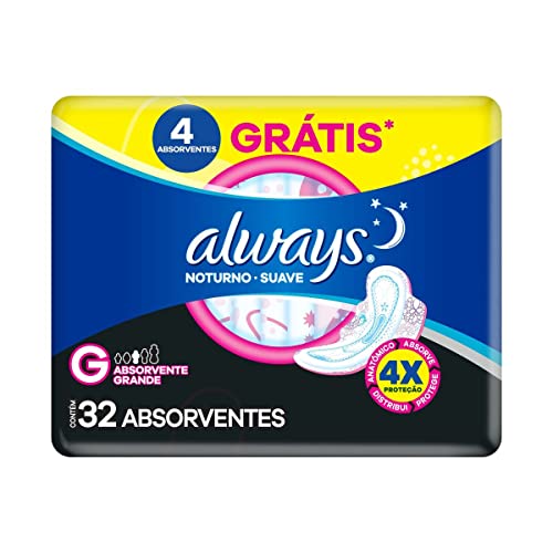 Always Absorvente Noturno Noites Tranquilas Suave Com Abas 32 Unidades